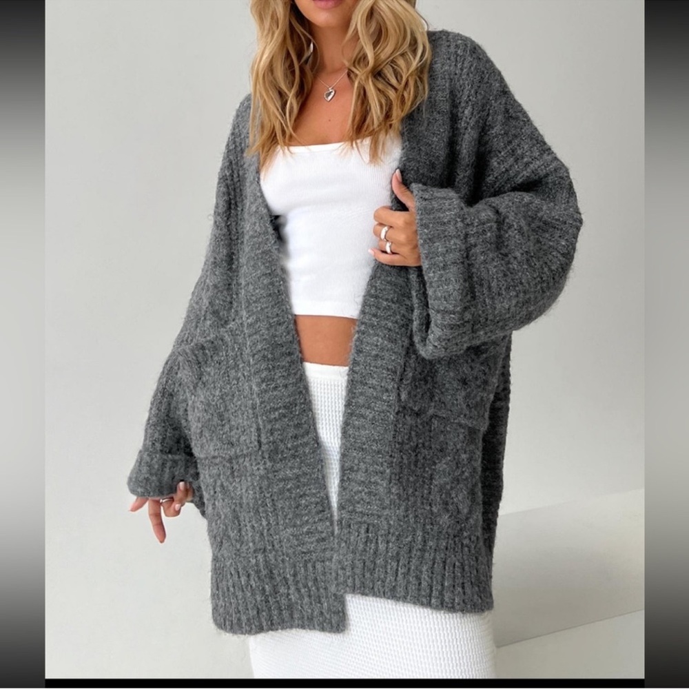 Princess Polly Charcoal Gray Cardigan
